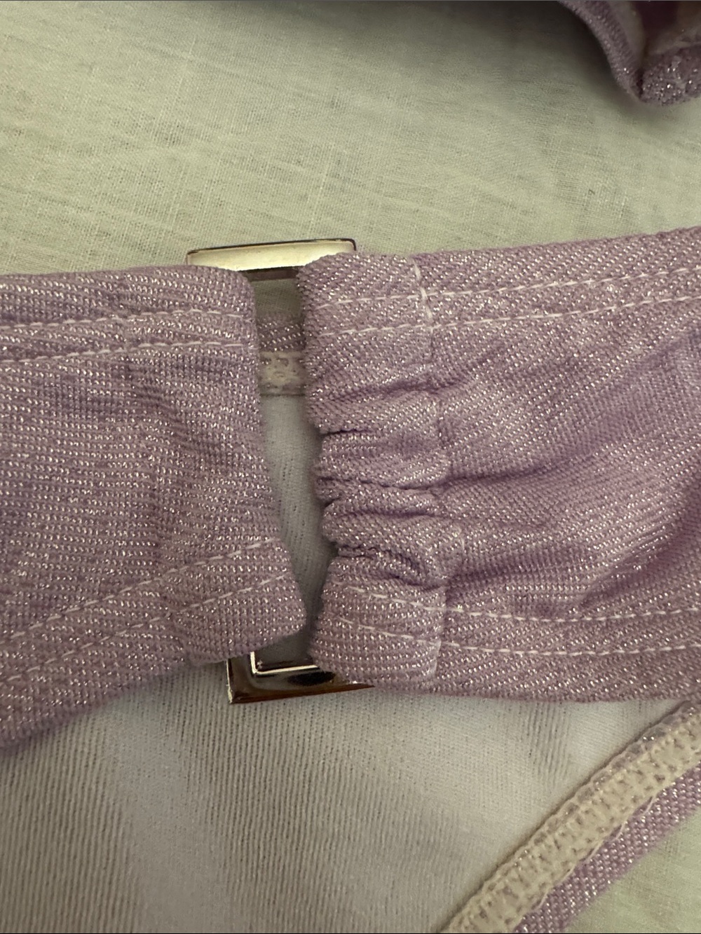 Lilac Shimmer Bandeau Bikini Set with Heart Accents - Picture 4 of 11
